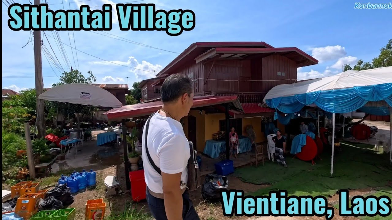 Visiting the village in Laos with Old traditional houses 