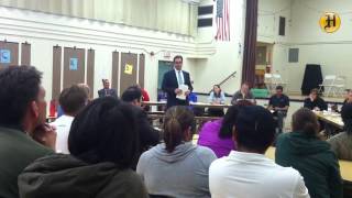 MPUSD Superintendent PK Diffenbaugh addresses the Bay View Academy charter community on March 12, 15