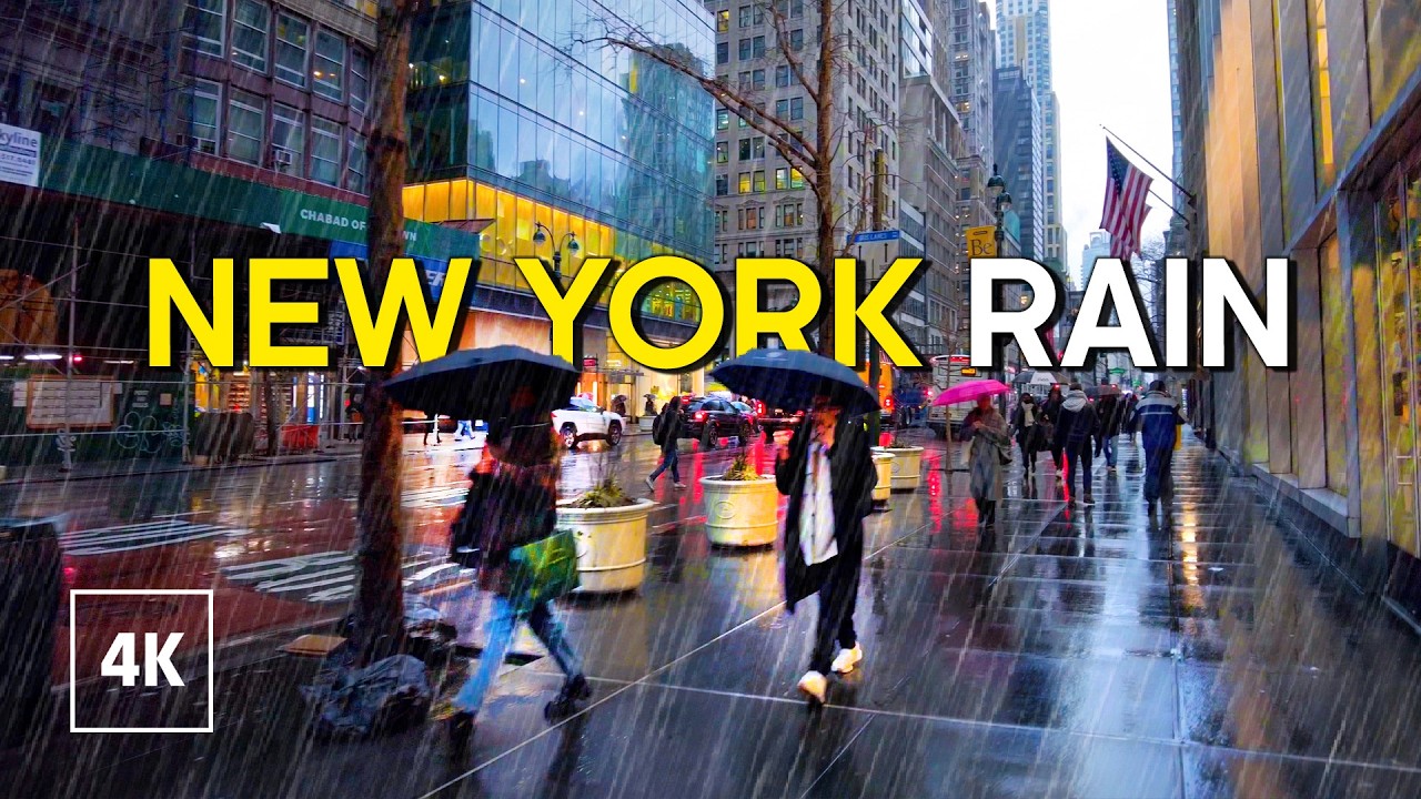 New York, Amerika Serikat | Tur Jalan Saat Hujan 4K | 4 Feb 2023