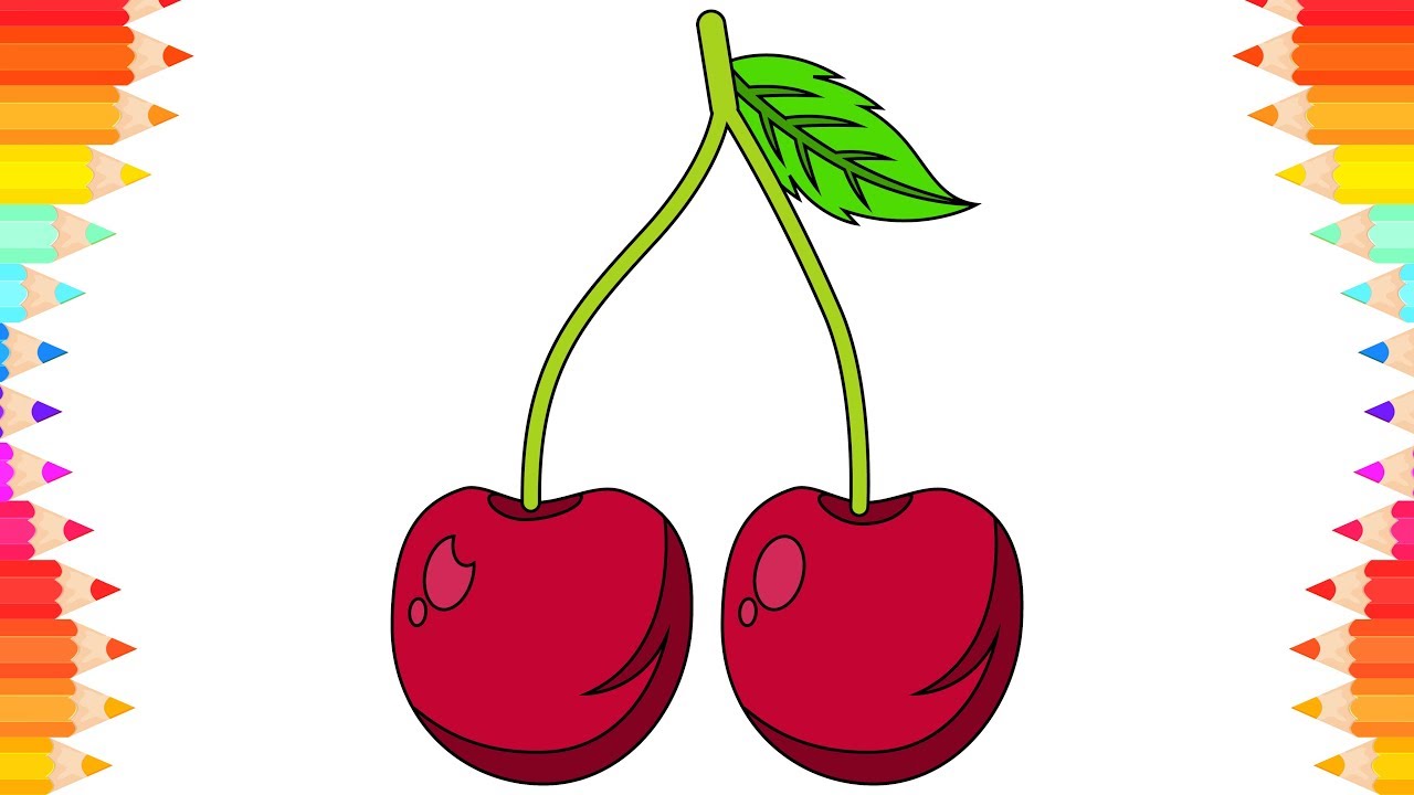 picture How To Draw Red Berries how to draw fruits and berries cherry step by step drawings art coloring pages for children