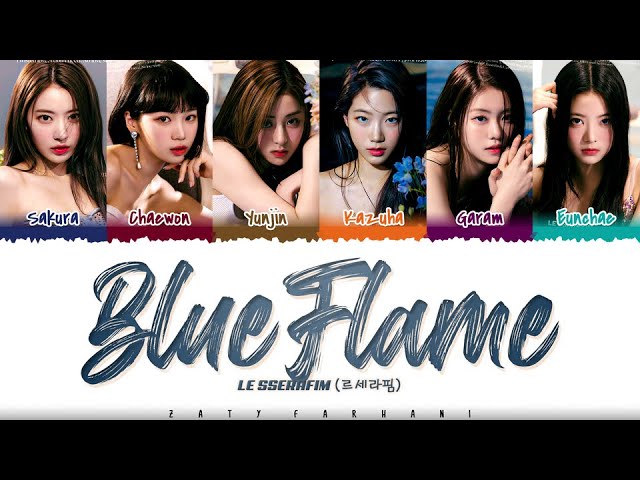 LE SSERAFIM (르세라핌) - 'BLUE FLAME' Lyrics [Color Coded_Han_Rom_Eng] class=