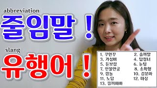 korean slang, abbreviation colloquial expressions that Koreans use everyday!한국어 줄임말, 유행어