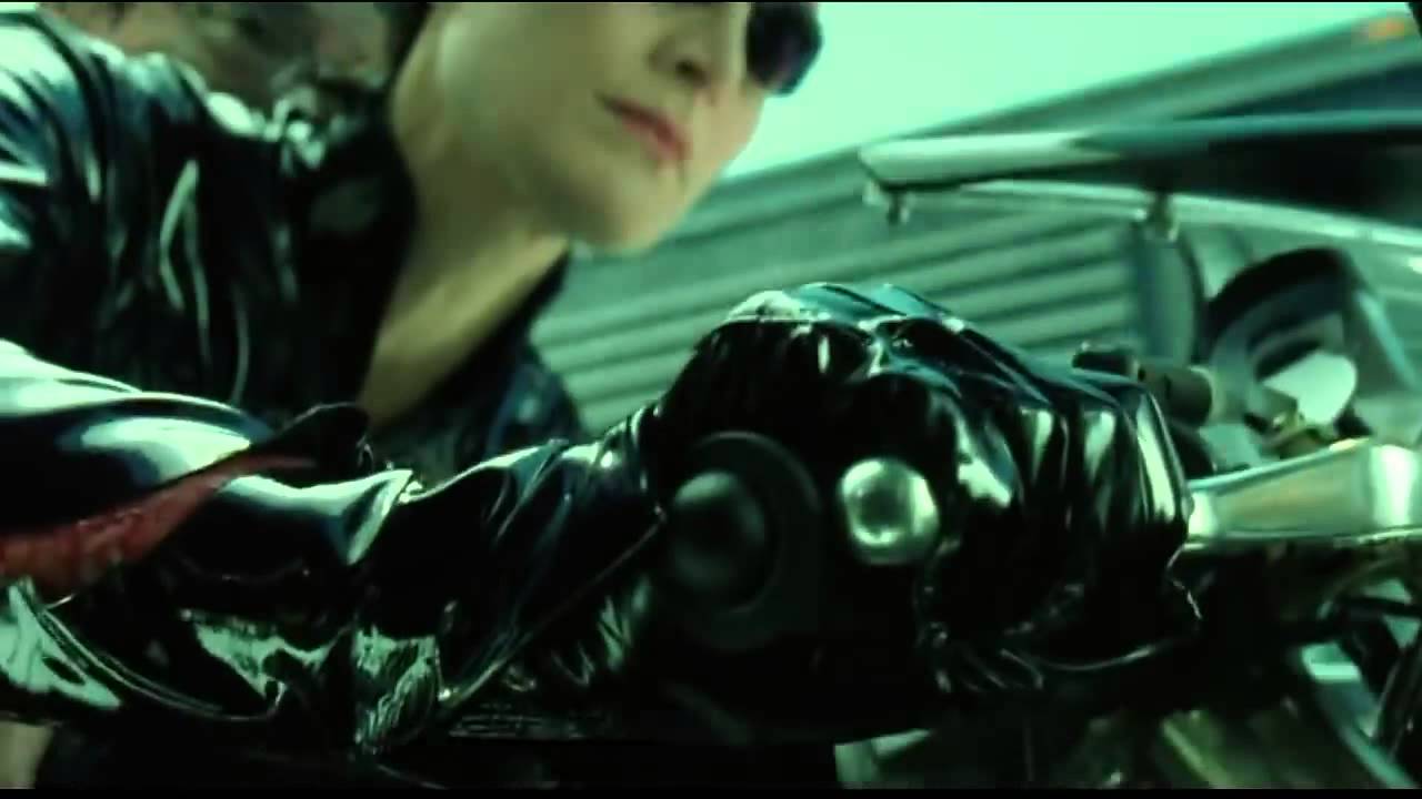 The Matrix Reloaded Trinity on her Ducati motorcycle HD - YouTube.