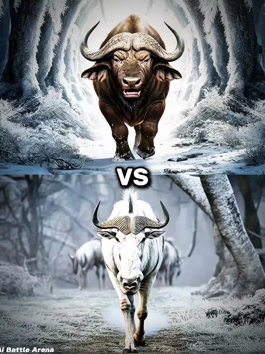 Africa's Wild buffalo vs White Animals ( mammoth, camel, Lion, Tiger, Wolf, Black panther ).