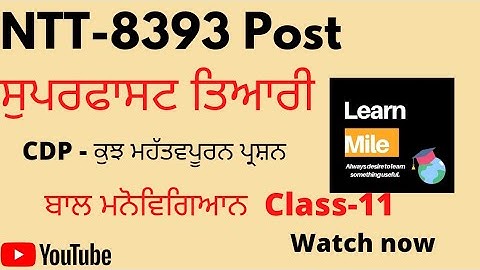 NTT-8393 VACANCY|| CDP Class -11| part -2 Important MCQ