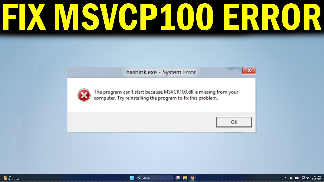 How To Fix msvcp100.dll Missing Error in Windows 11 - YouTube
