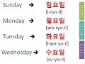 Days of the week in Korean Language