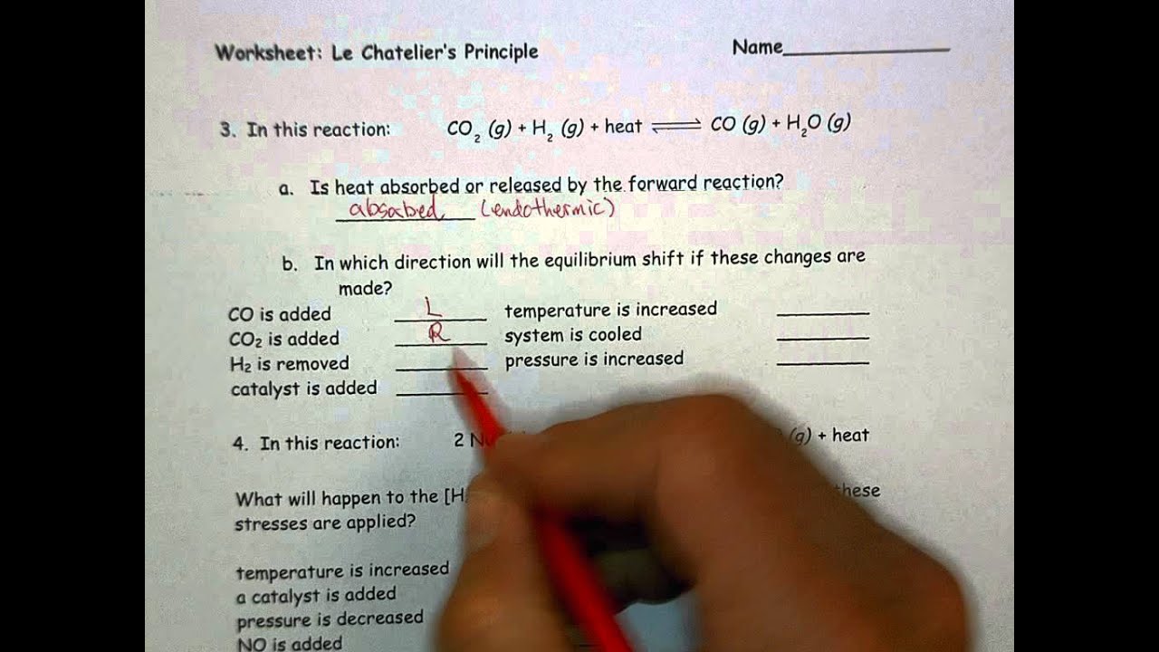 Le Chatelier S Principle Chart Worksheet Answer Key