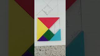 draw the tangram square and divide it into 7 pieces (triangles, square, and parallelogram).