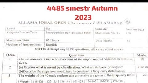 4485 paper pattern! aiou course code 4485 past paper smestr Autumn 2023#4485