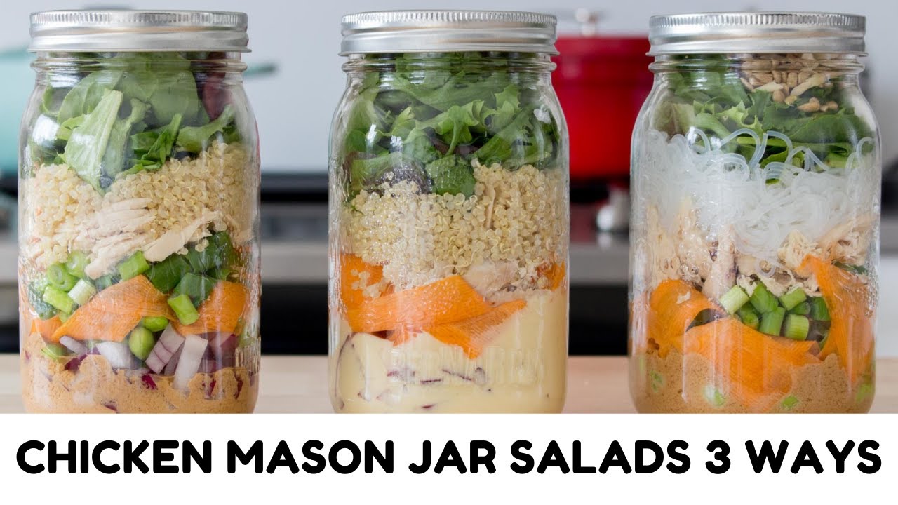 Chicken Salad Mason Jar Salads with Creamy No-Mayo Dressing - Kristine's  Kitchen