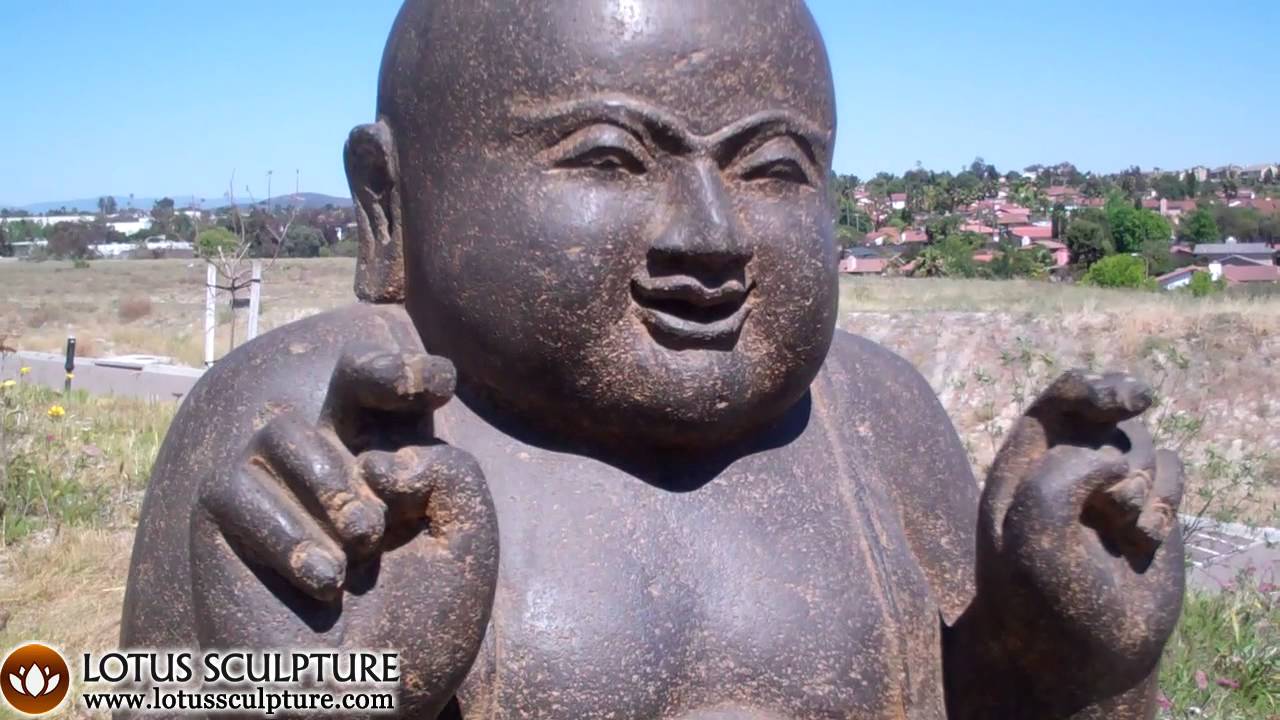 Fat & Happy Buddha of Wealth Garden Statue Stone www.lotussculpture.com