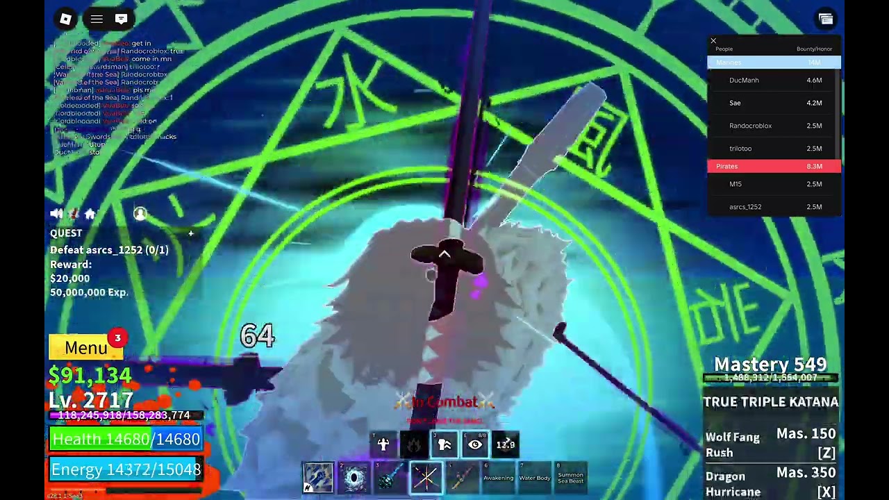 Bounty Hunting with true triple katana , portal, godhuman and skull guitar