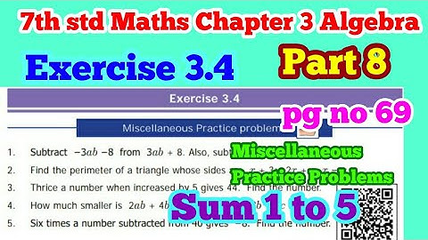 7th std Maths-Unit 3 Algebra-Exercise 3.4 Miscellaneous practice problems Sum 1 to 5-part 8(pgno 69)