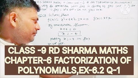 CLASS-9 RD SHARMA MATHS, CHAPTER-6 FACTORIZATION OF POLYNOMIALS, EXERCISE-6.2 QUESTION-1
