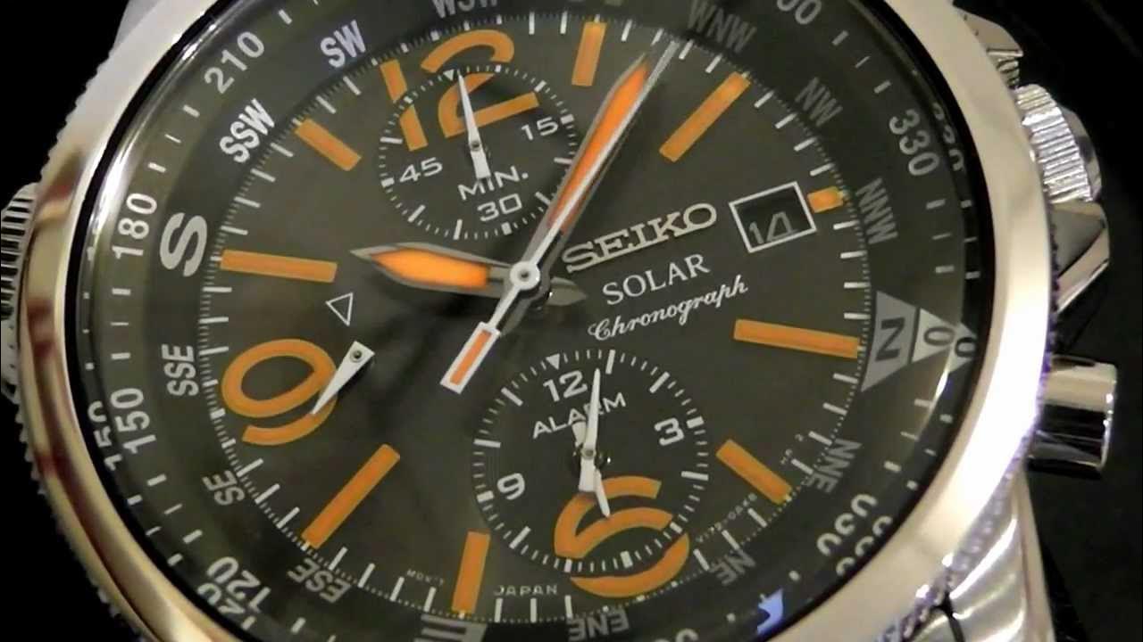 2S Time : Seiko Solar Chronograph SSC077P1 Orange Tone Hands - YouTube