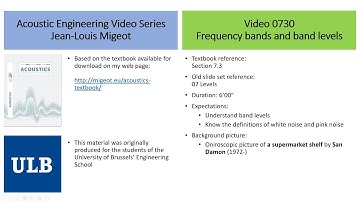 Acoustic engineering 101 - Section 7.3 - Frequency bands and band levels. White noise / pink noise.