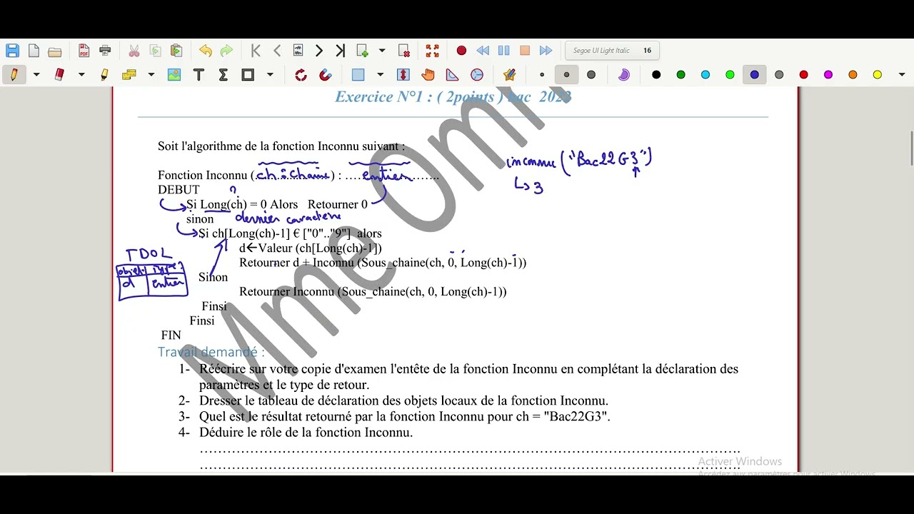 La récursivité :Somme des chiffres bac 2018