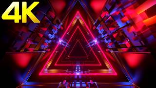 4k Neon Triangle Tunnel | Futuristic Cyberpunk Visualizer Loop | Abstract VJ Loop Motion Background