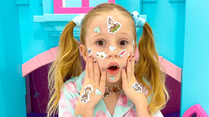 Nastya pretends that she has a sticker pox and goe...