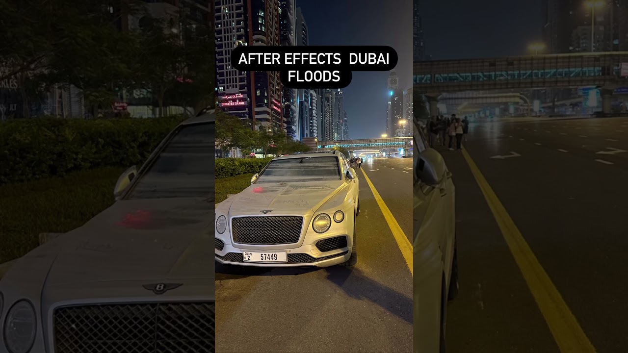 Cars after heavy rain in Dubai 