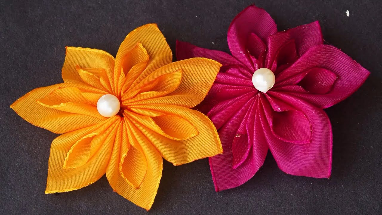 DIY Satin Ribbon Flowers in Handloom Crafts by SrujanaTV YouTube