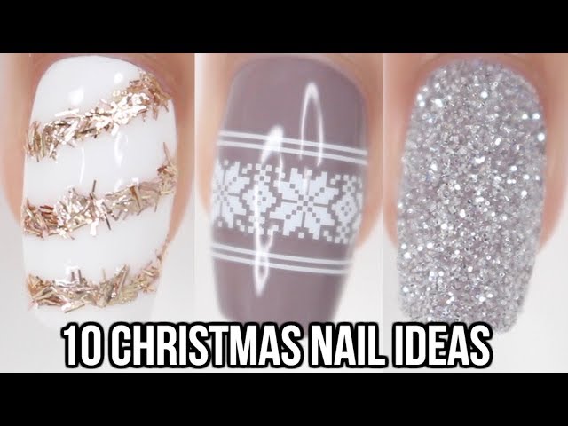 10 EASY Christmas Nail Ideas! | Christmas nail art for beginners