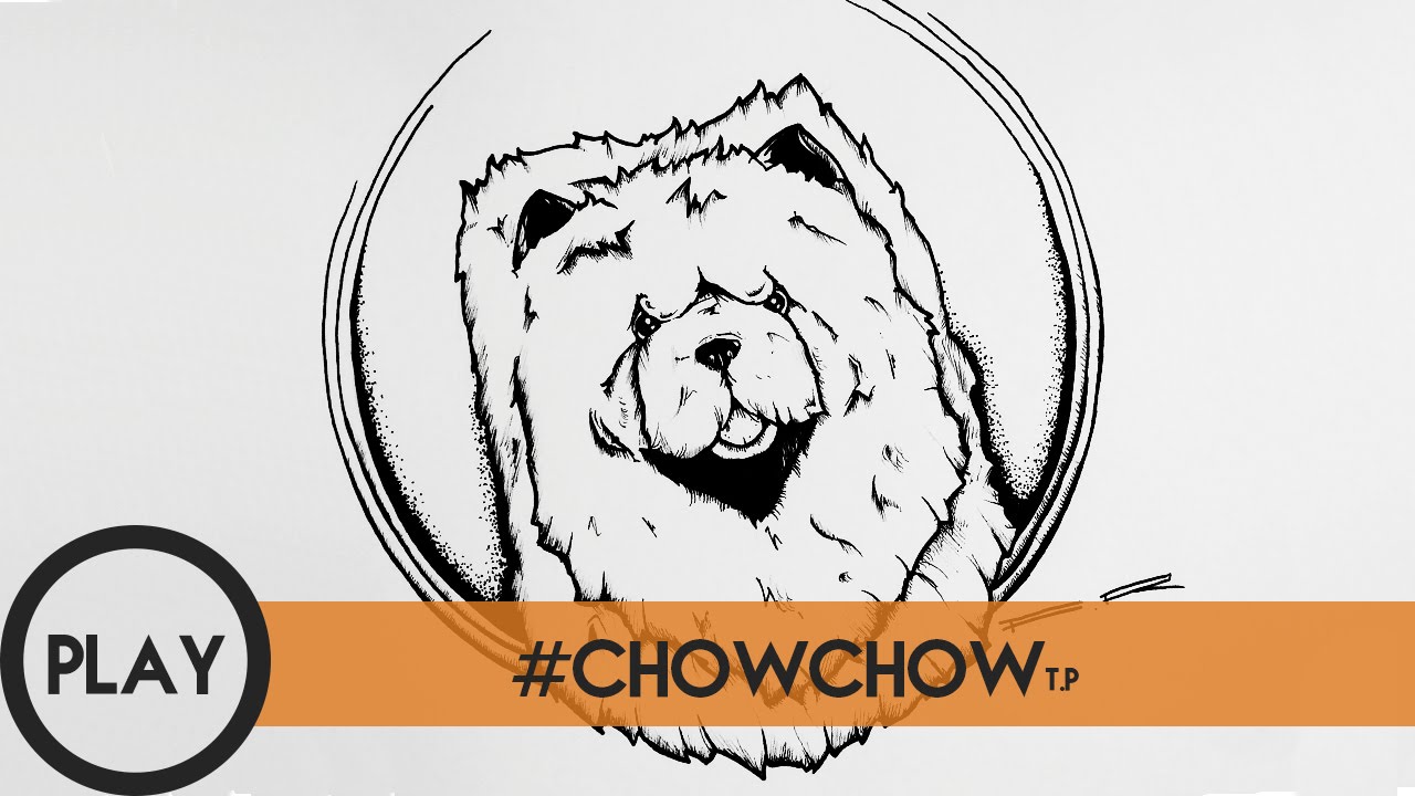 chow chow drawing with background