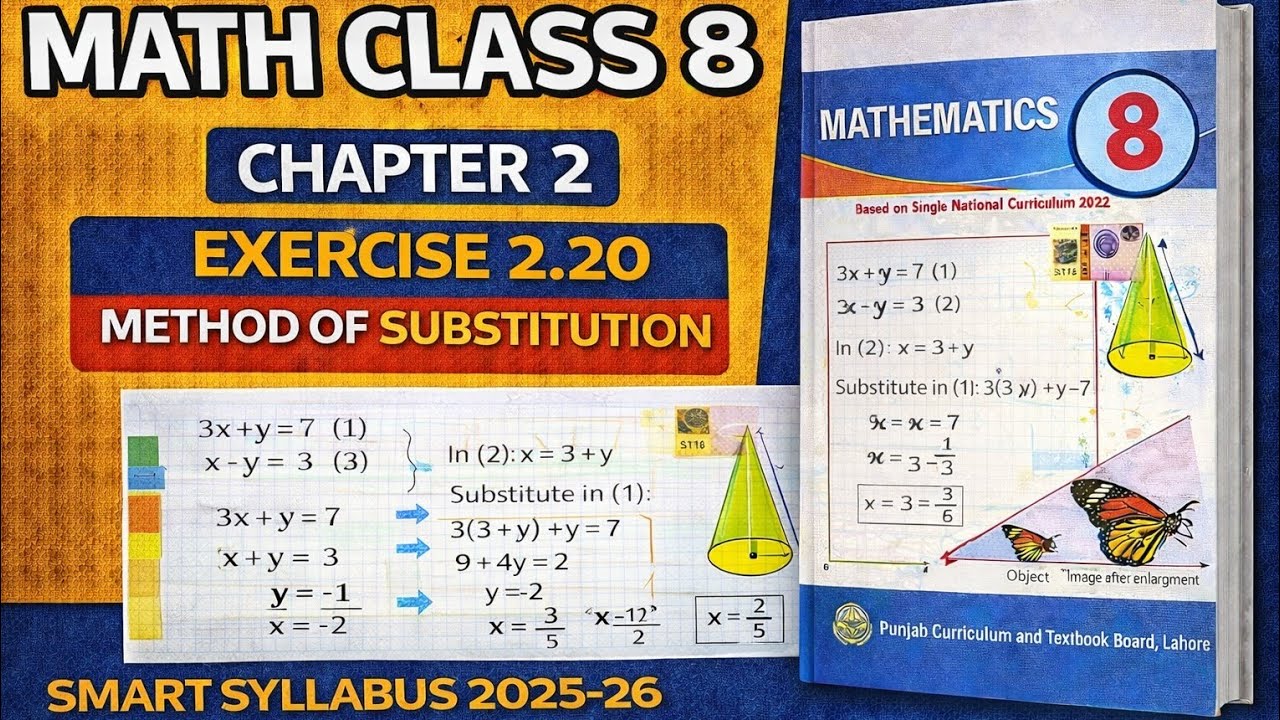 Math Class 8 | Chapter 2 | Exercise 2.20 – Method of Substitution | Full Guide | Smart Syllabus 2025