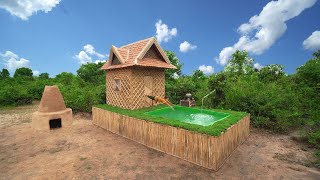 Build The Most Bamboo Beautiful Resort Villa House with Mini Swimming Pools