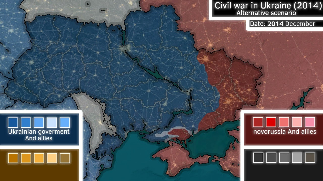 Civil war in Ukraine (2014) | Alternative scenario (1 frame = 1 day)