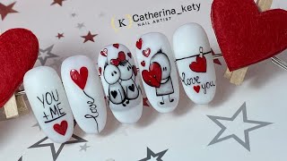 Valentine's Nail Art❣️|Easy Valentine's Day Nail Design|San Valentino Nail Art