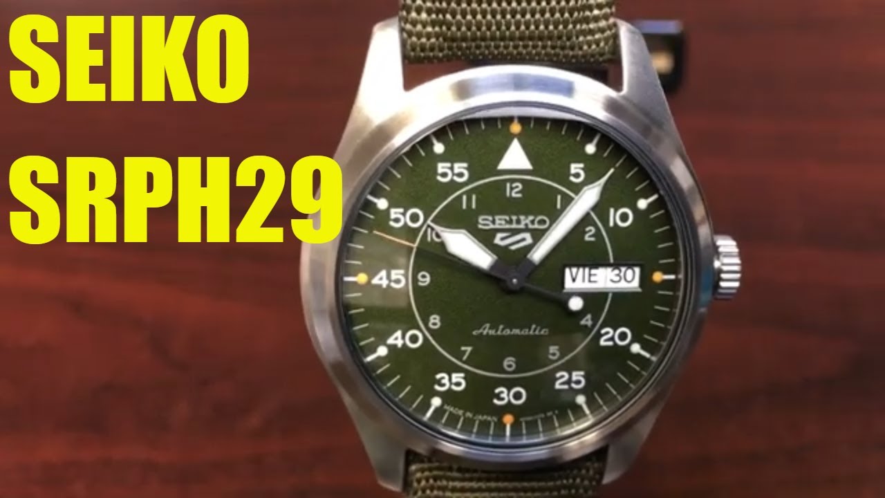 Seiko 5 Sports Automatic Military Style Watch SRPH29K1 SRPH29 - YouTube