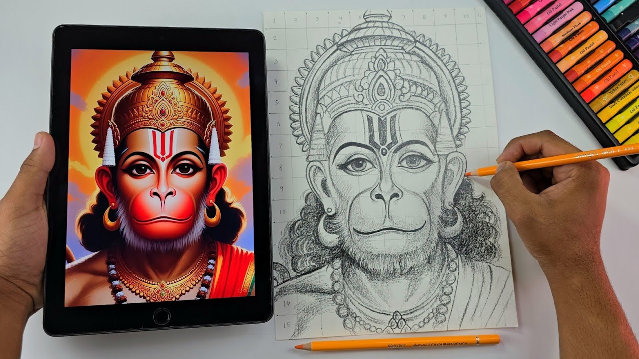 Draw Hanuman Ji Using Python Hanuman Ji Drawing, Lord Hanuman Drawing, Step By Step (Outline ...