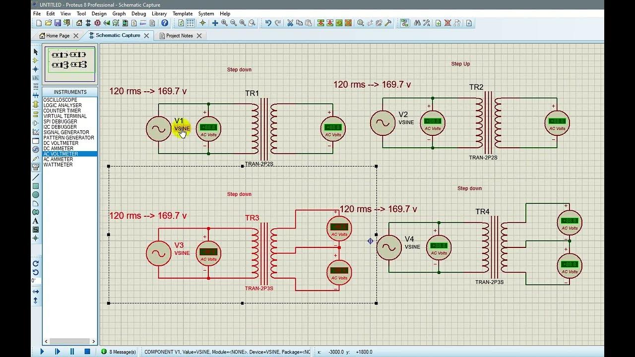Proteus شرح how to use Transformer in proteus شرح كيفية استخدام ومحاكاة المحول الكهربي في بروتس