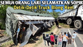 Semua Orang Lari Selamatkan Sopir‼️Detik-Detik Truck Blong Rem