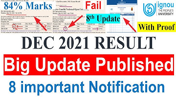 IGNOU DEC 2021 Exam Result Big Update Published | Dec 2021 Result 8th Update | 8 New Notification