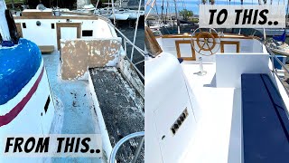 DIY TRANSFORMATION of our Rotting OLD Boat  The Flybridge