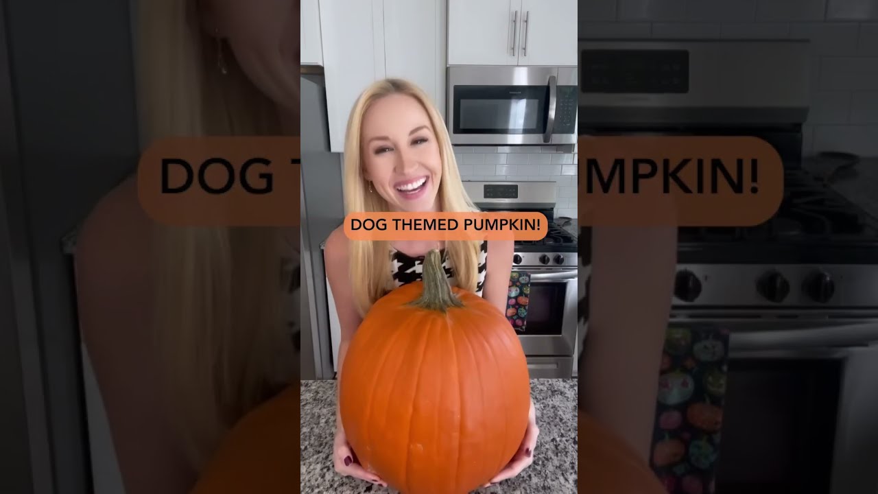 Dog themed pumpkin “carved” with cookie cutters & a mallet! 🎃