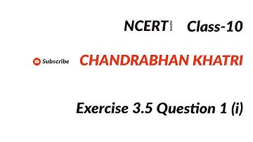 Exercise-3.5 | Q.1 (i) | Linear Equations In Two Variables | Ncert | Class-10