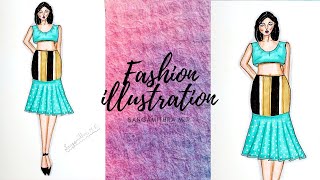 How to draw a Fashion illustration /Top nd Skirt drawing /Sangamithra M.R.