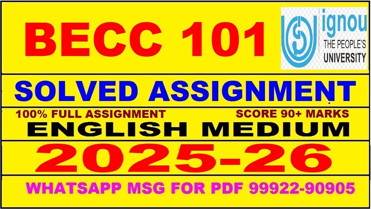 BECC 101 solved assignment 2025-26 in English || becc 101 solved assignment 2026 || becc101 2025-26