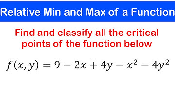 🟡13a - Relatief minimum en maximum van multivariabele functies | Kritische en zadelpunten Ex 1