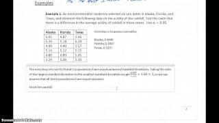 Statistics Testing 3 or More Averages Part 3 - Example 1