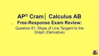 AP® Cram│ AP Calculus Exam │Free Response 61│Slope of a Line Tangent to the Graph (Derivative)