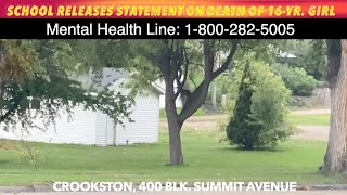 UPDATE Crookston School Releases Statement On Death Of 16-Yr Old Student