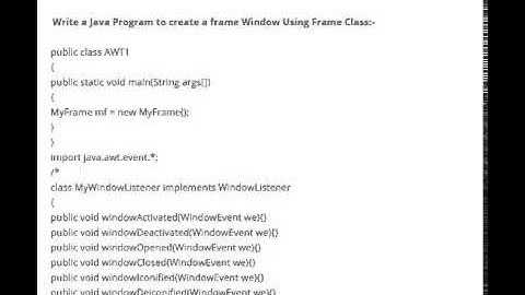 JAVA PROGRAM TO CREATE A FRAME WINDOW USING FRAME CLASS