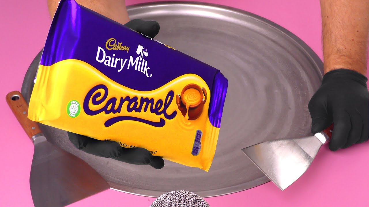 How to make REAL Chocolate Ice Cream with Cadbury Dairy Milk Caramel Ice Cream Rolls ASMR