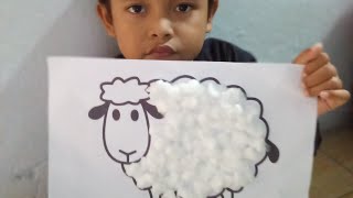 Gambar Shaun The Sheep (Domba) Pakai Kapas, Tugas Anak TK Ma'arif Timika