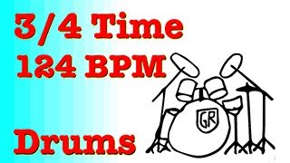 124 BPM Drums 3/4 Time - Waltz Time - Drums Only 124BPM - Three Four Time Signature